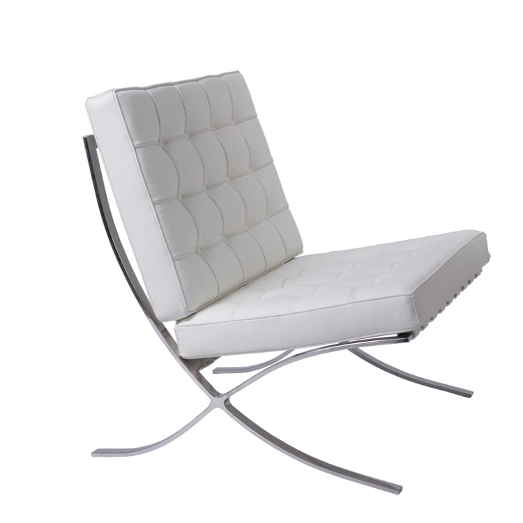 Ludwig Mies vd Rohe style, Fauteuil Barcelona Pavillion blanc