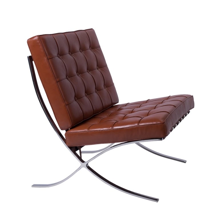 Ludwig Mies vd Rohe style, Fauteuil Barcelona Pavillion cognac