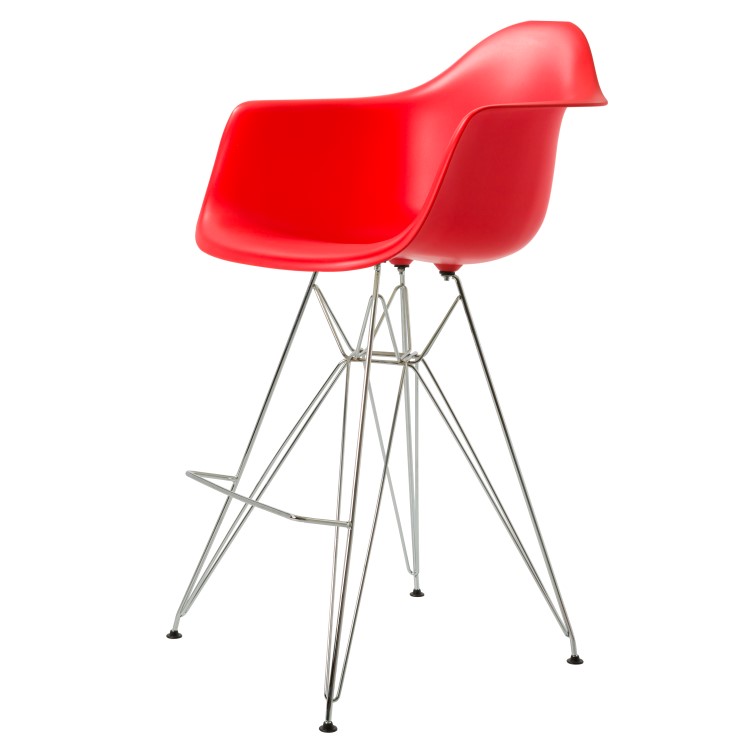 Charles Eames style, Tabouret de bar DAR PP rouge