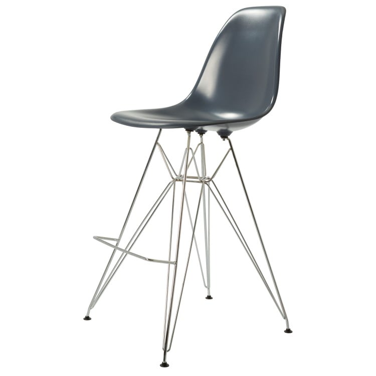 Charles Eames style, Tabouret de bar DSR brillant ABS gris foncé