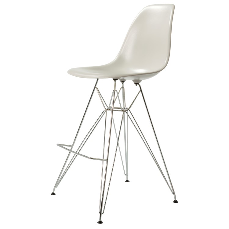 Charles Eames style, Tabouret de bar DSR brillant ABS gris clair