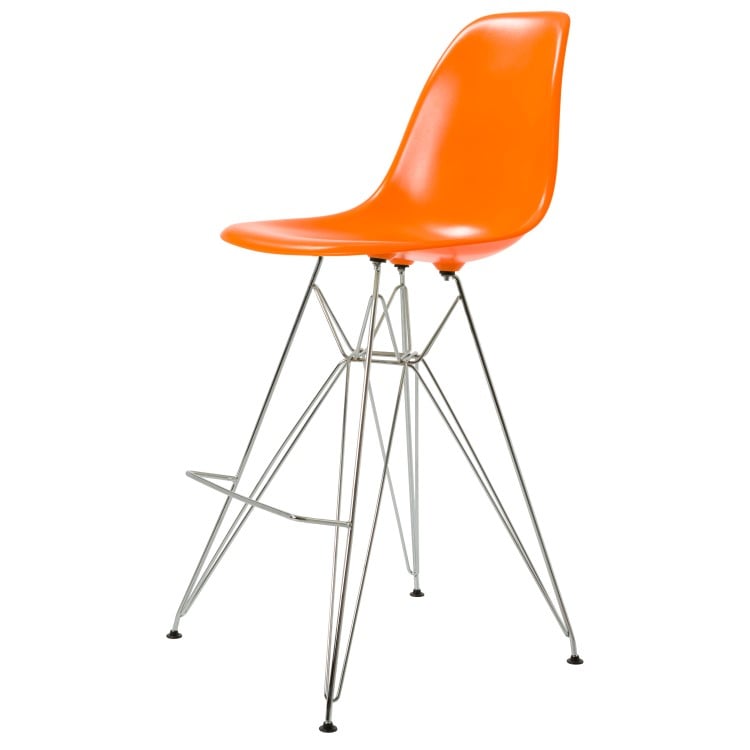 Charles Eames style, Tabouret de bar DSR brillant ABS orange