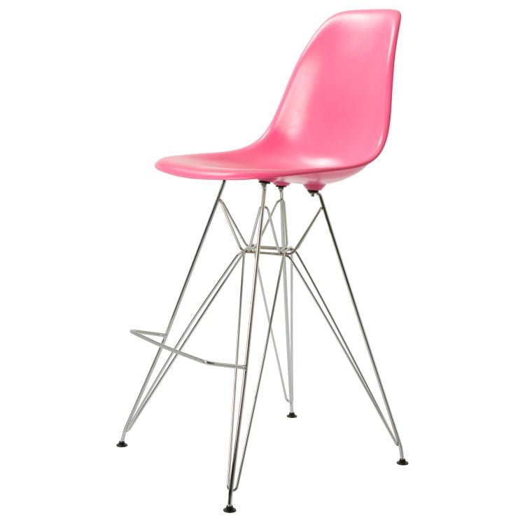 Charles Eames style, Tabouret de bar DSR brillant ABS rose