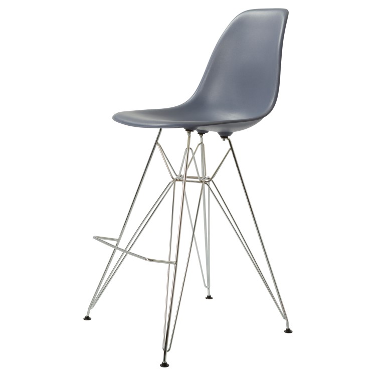 Charles Eames style, Tabouret de bar DSR mat PP gris foncé