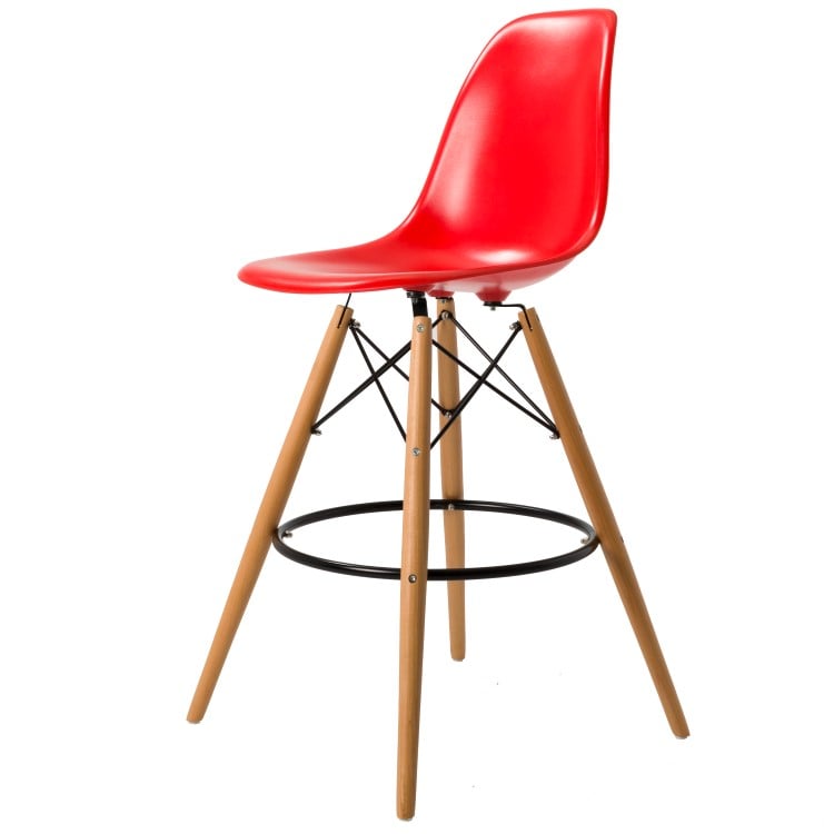 Charles Eames style, Tabouret de bar DSW tabouret ABS rouge