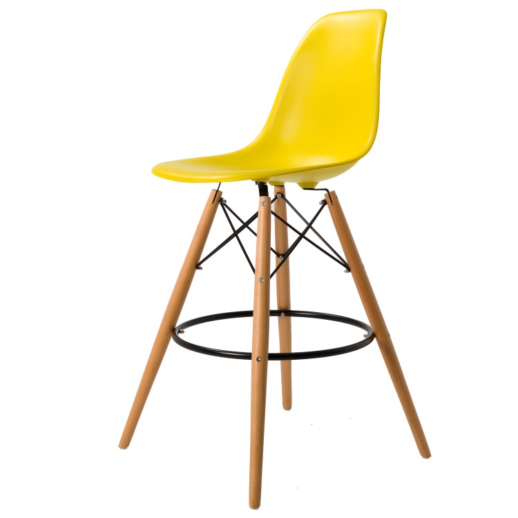 Charles Eames style, Tabouret de bar DSW mat PP moutarde