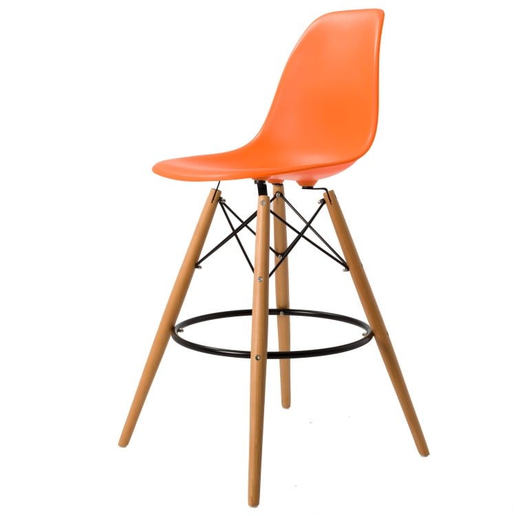 Charles Eames style, Tabouret de bar DSW mat PP d'orange