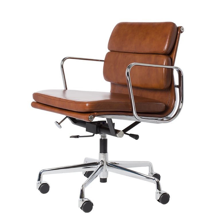 Charles Eames style, Chaise de bureau EA217 cuir antique
