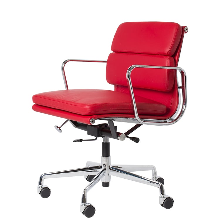 Charles Eames style, Chaise de bureau EA217 cuir rouge