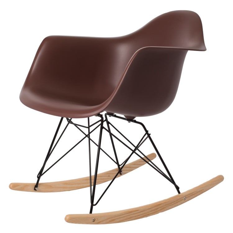 Charles Eames style, Fauteuil à bascule RAR cadre noir PP brun