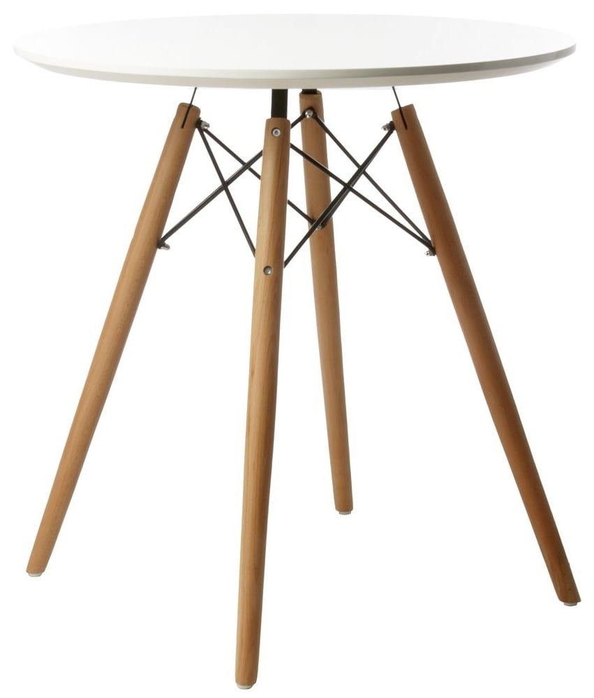 Charles Eames style, Table d'appoint Dowel Coffee table Ø 70cm. blanc