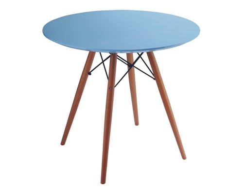 Charles Eames style, Table d'appoint Dowel Coffee table Ø 70cm. bleu