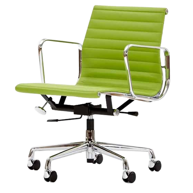 Charles Eames style, Chaise de bureau EA117 cuir vert