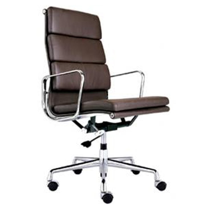 Charles Eames style, Chaise de bureau EA219 cuir brun