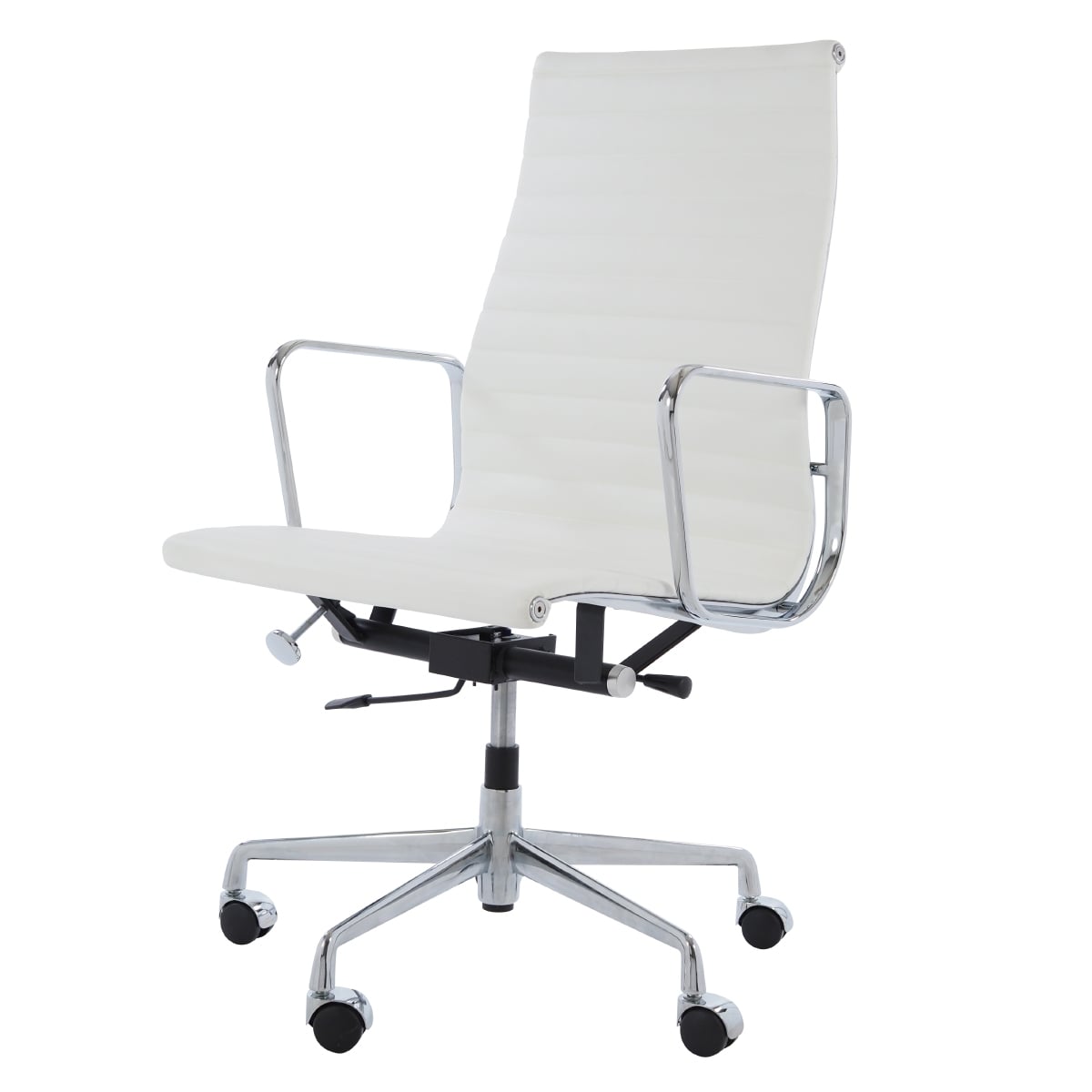 Charles Eames style, Chaise de bureau EA119 cuir blanc