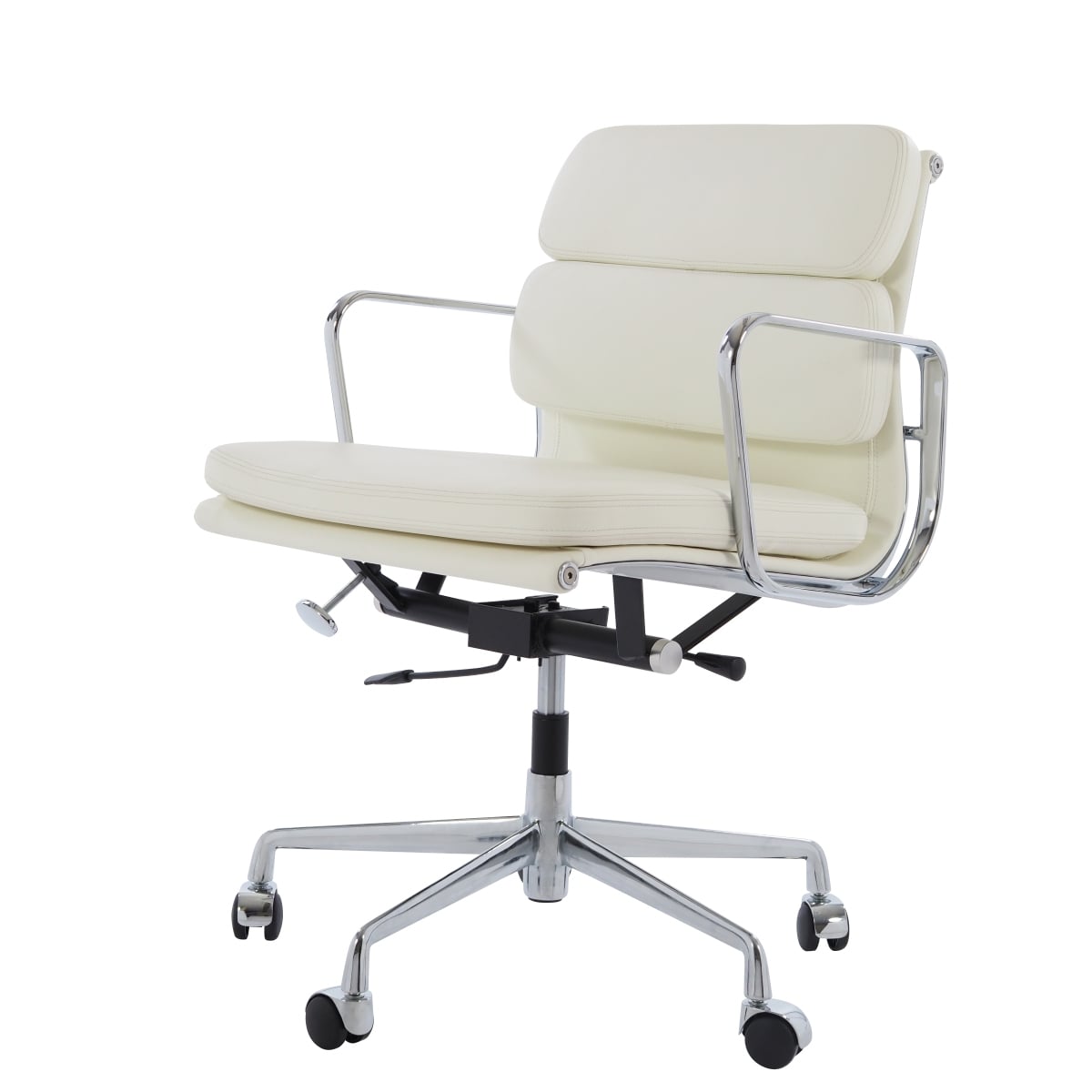 Charles Eames style, Chaise de bureau EA217 cuir Creme