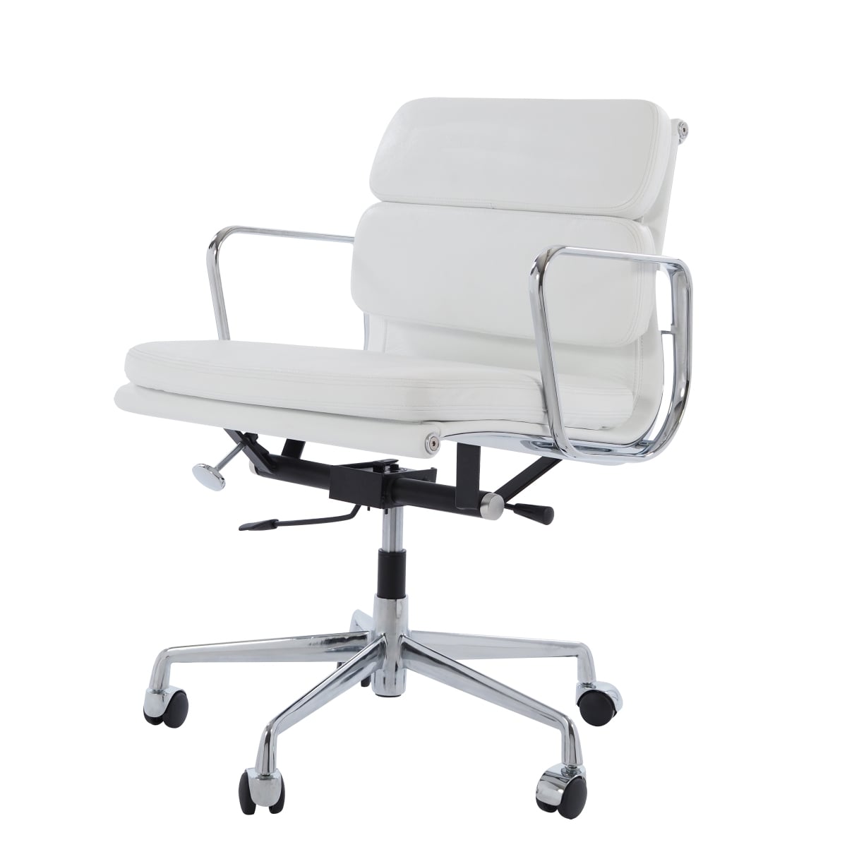 Charles Eames style, Chaise de bureau EA217 cuir blanc