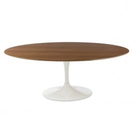 Eero Saarinen style, Table à manger Table tulipe Oval Dessus noyer Base blanc