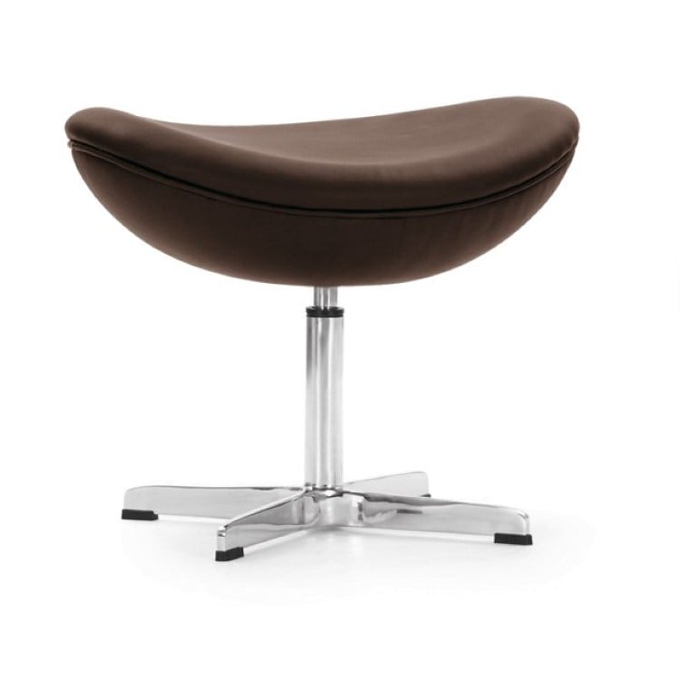 Arne Jacobsen style, Tabouret Egg chaise cuir brun