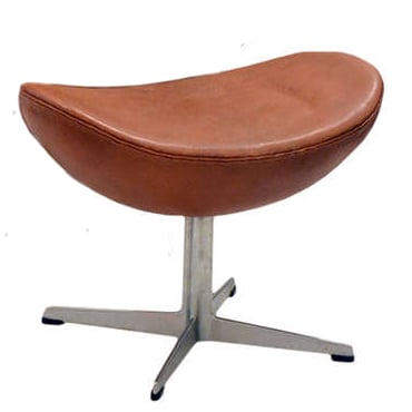 Arne Jacobsen style, Tabouret Egg chaise cuir cognac