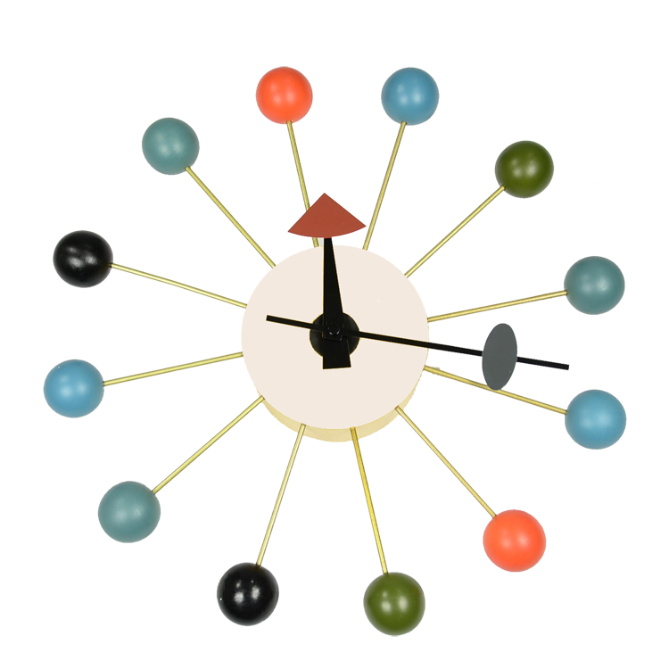 George Nelson style, Horloge murale Ball horloge multicolore