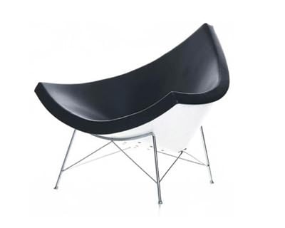 George Nelson style, Fauteuil Chaise de noix de coco noir