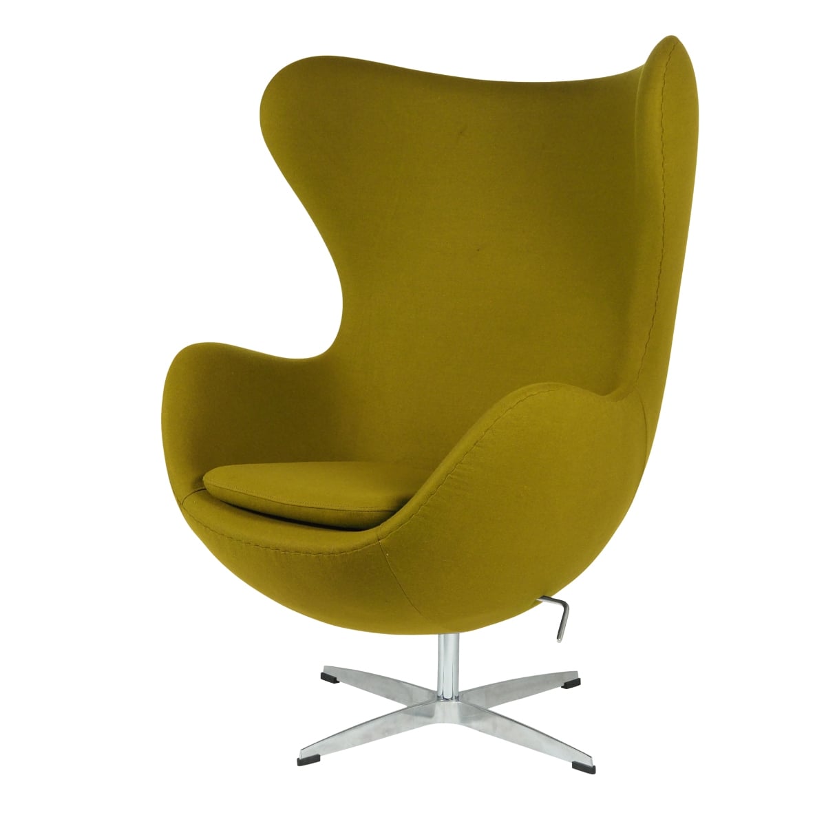 Arne Jacobsen style, Fauteuil Egg chaise cachemire olive verte