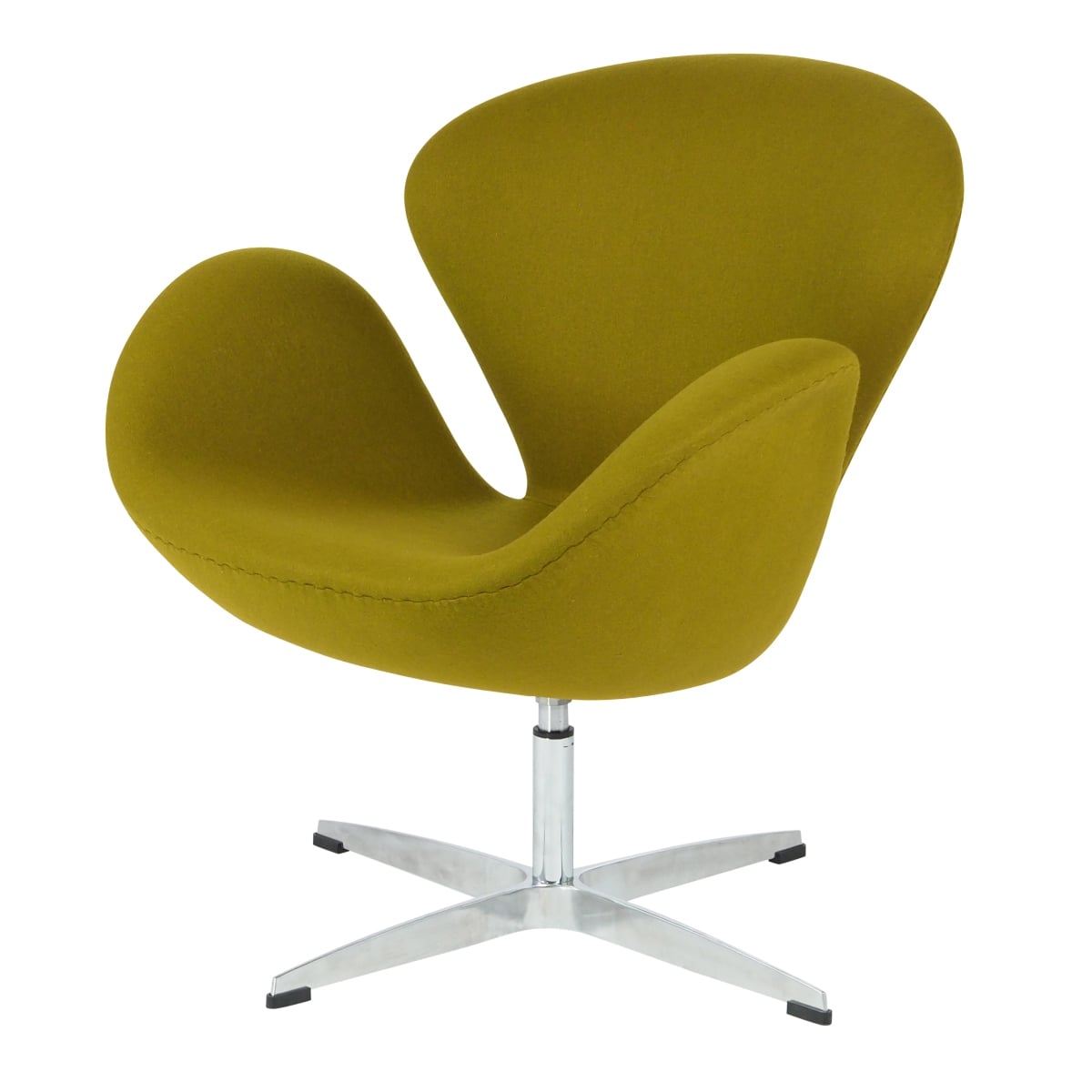Arne Jacobsen style, Fauteuil Cygne Cachemire vert olive