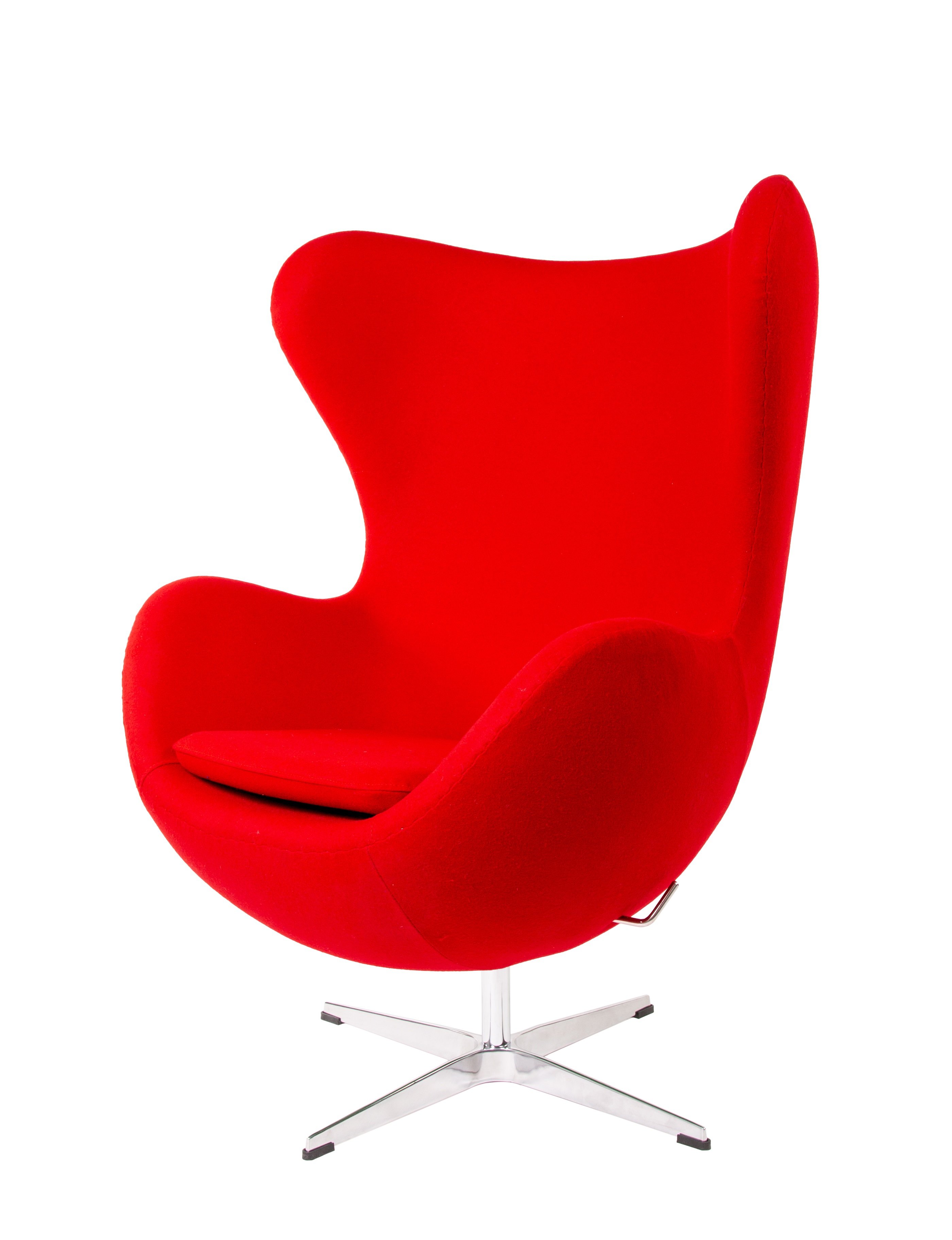 Arne Jacobsen style, Fauteuil Egg chaise cachemire rouge