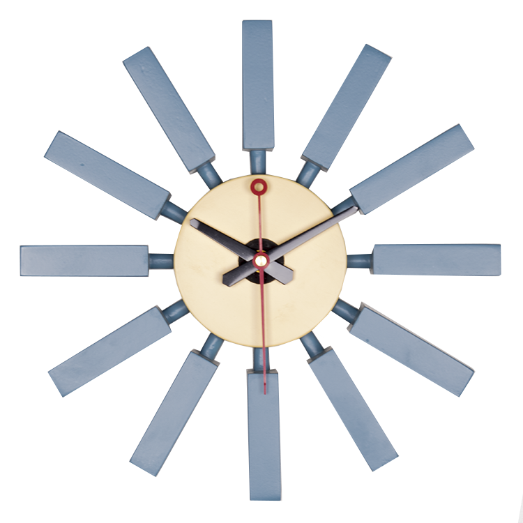 George Nelson style, Horloge murale Block clock bleu clair