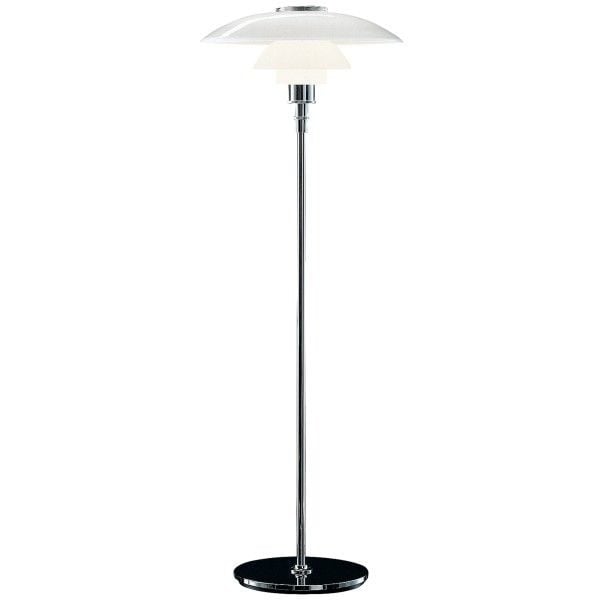 Poul Henningsen style, Lampe à suspension DPH 3/2 grande Chrome, verre blanc
