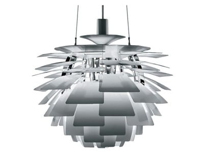 Poul Henningsen style, Pendentif Artichaut lampe 72cm Aluminium
