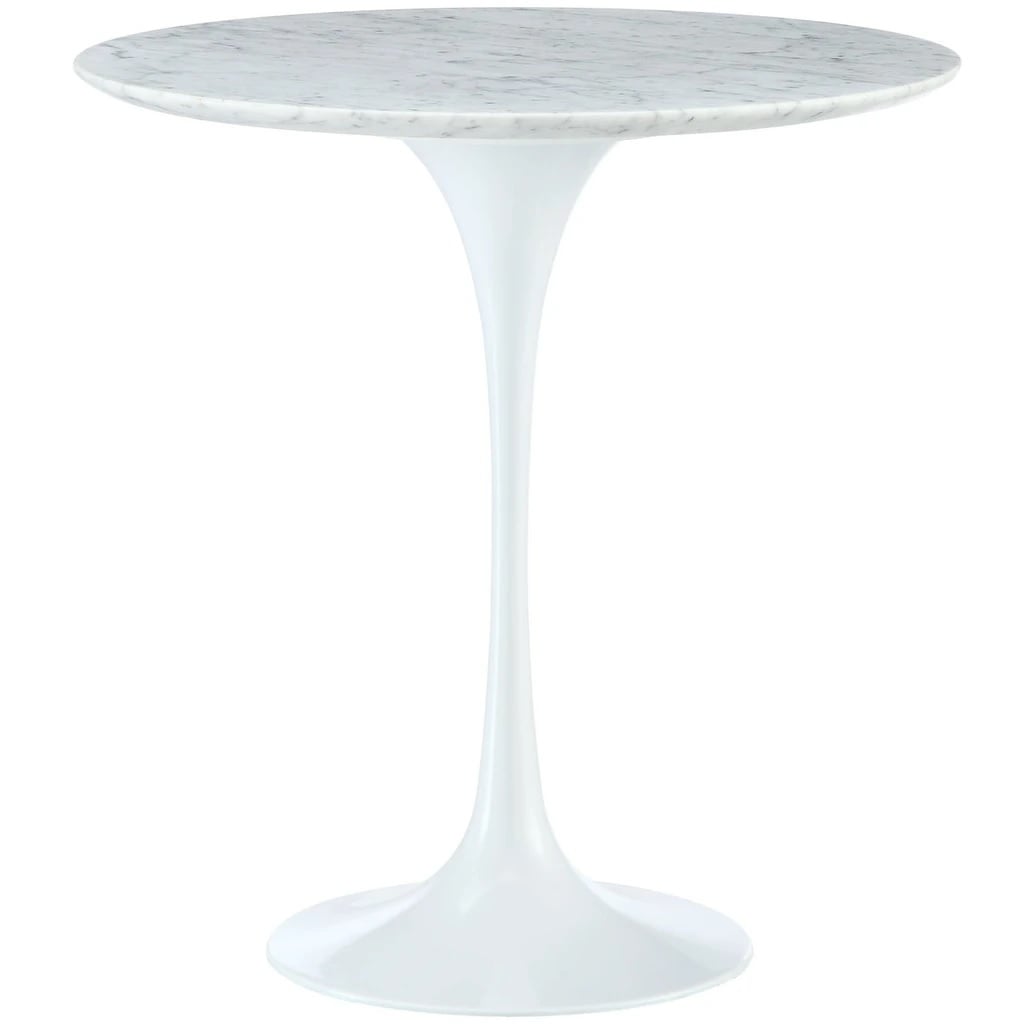 Eero Saarinen style, Table d'appoint Table tulipe 50cm Plateau Marbre blanc Base blanc