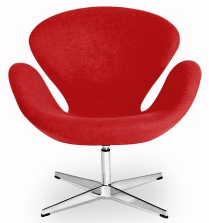 Arne Jacobsen style, Fauteuil Cygne Cashmere rouge