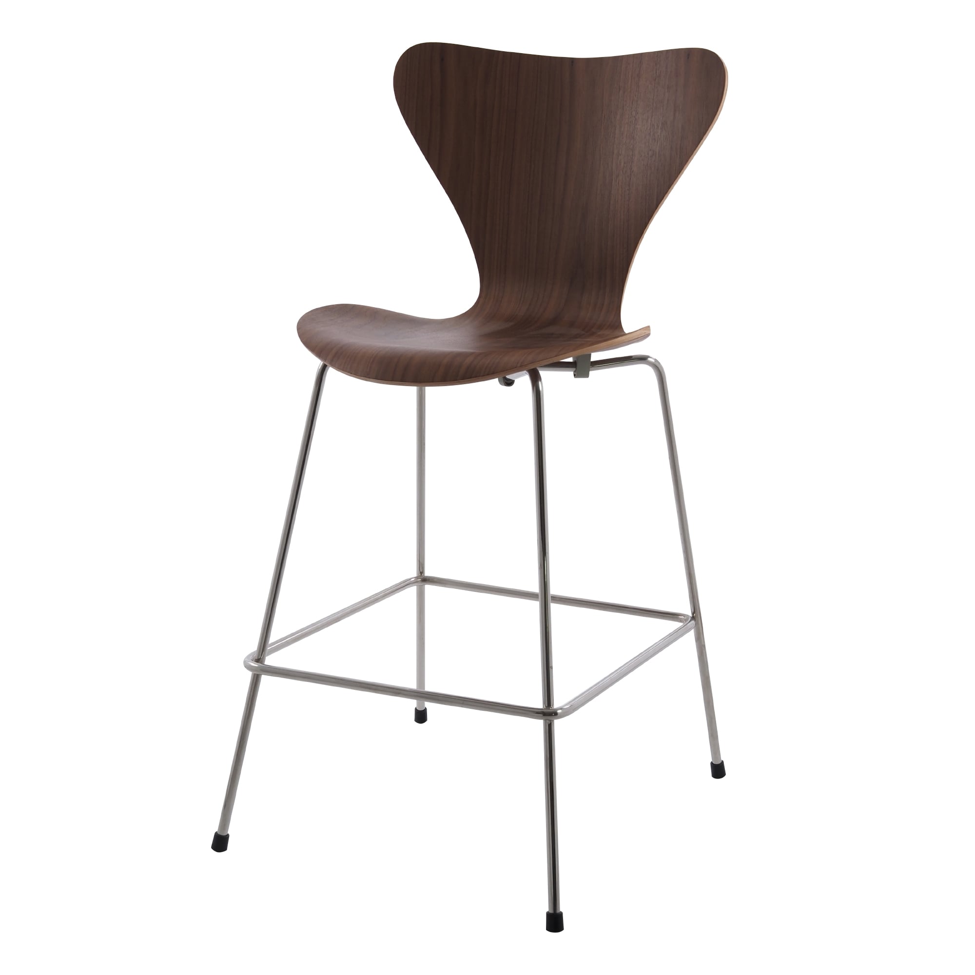 Arne Jacobsen style, Tabouret de bar série papillon 66cm noyer