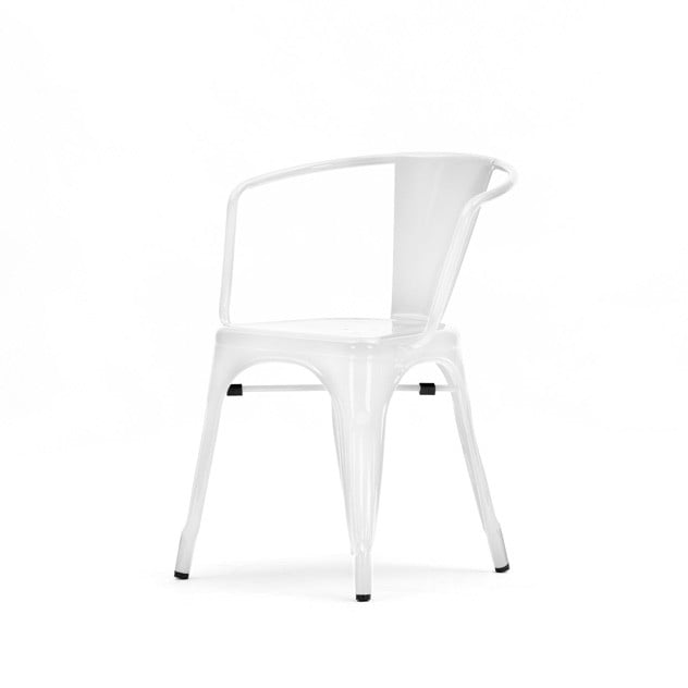 Xavier Pauchard style, Chaise de salle à manger Chaise d'extérieur de style Tolix blanc brillant