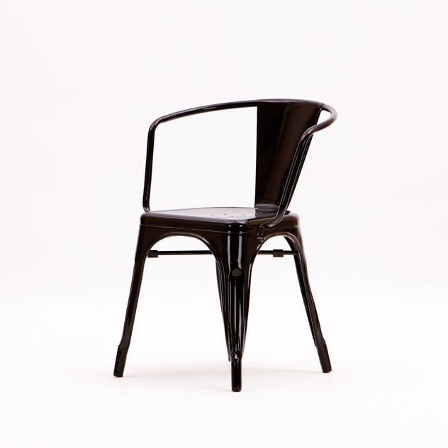 Xavier Pauchard style, Chaise de salle à manger Chaise d'extérieur de style Tolix noir mat