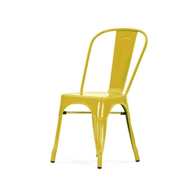 Xavier Pauchard style, Chaise de terrasse Chaise d'extérieur de style Tolix chaise empilable jaune brillant
