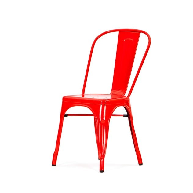 Xavier Pauchard style, Chaise de terrasse Chaise d'extérieur de style Tolix chaise empilable rouge brillant