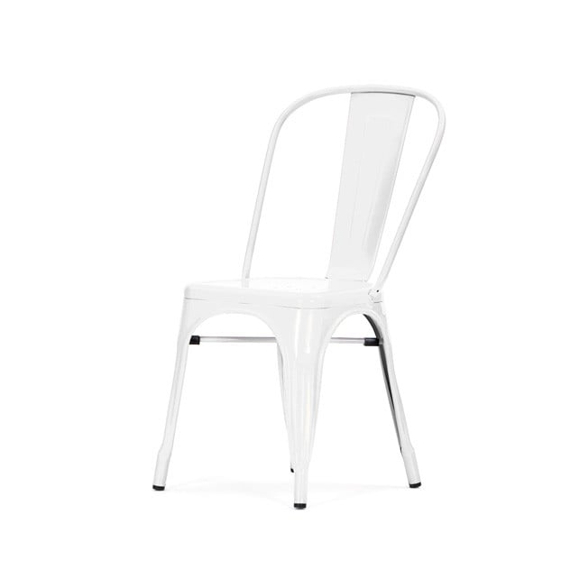 Xavier Pauchard style, Chaise de terrasse Chaise d'extérieur de style Tolix chaise empilable blanc brillant